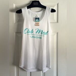 😎NWT CLUB MED (TURKS) FUN WHITE DISTRICT TANK, SIZE LARGE